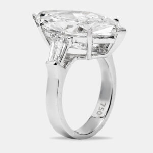 11.00 cts marquise and tapper lab grown diamond 18k white gold ring size 52