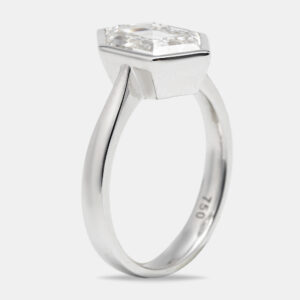 2.75 cts hexagon cut lab grown diamond 18k white gold ring size 51