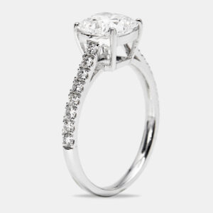 1.85 cts cushion cut and round lab grown diamond 18k white gold ring size 51