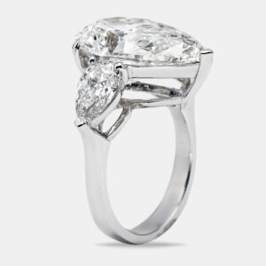 12.00 cts pear brilliant cut lab grown diamond 18k white gold ring size 53