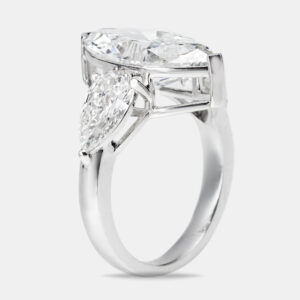 7.10 cts marquise and pear lab grown diamond 18k white gold ring size 52