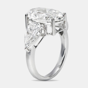 7.45 cts Oval and Pear Lab Grown Diamond 18k White Gold Ring Size 53