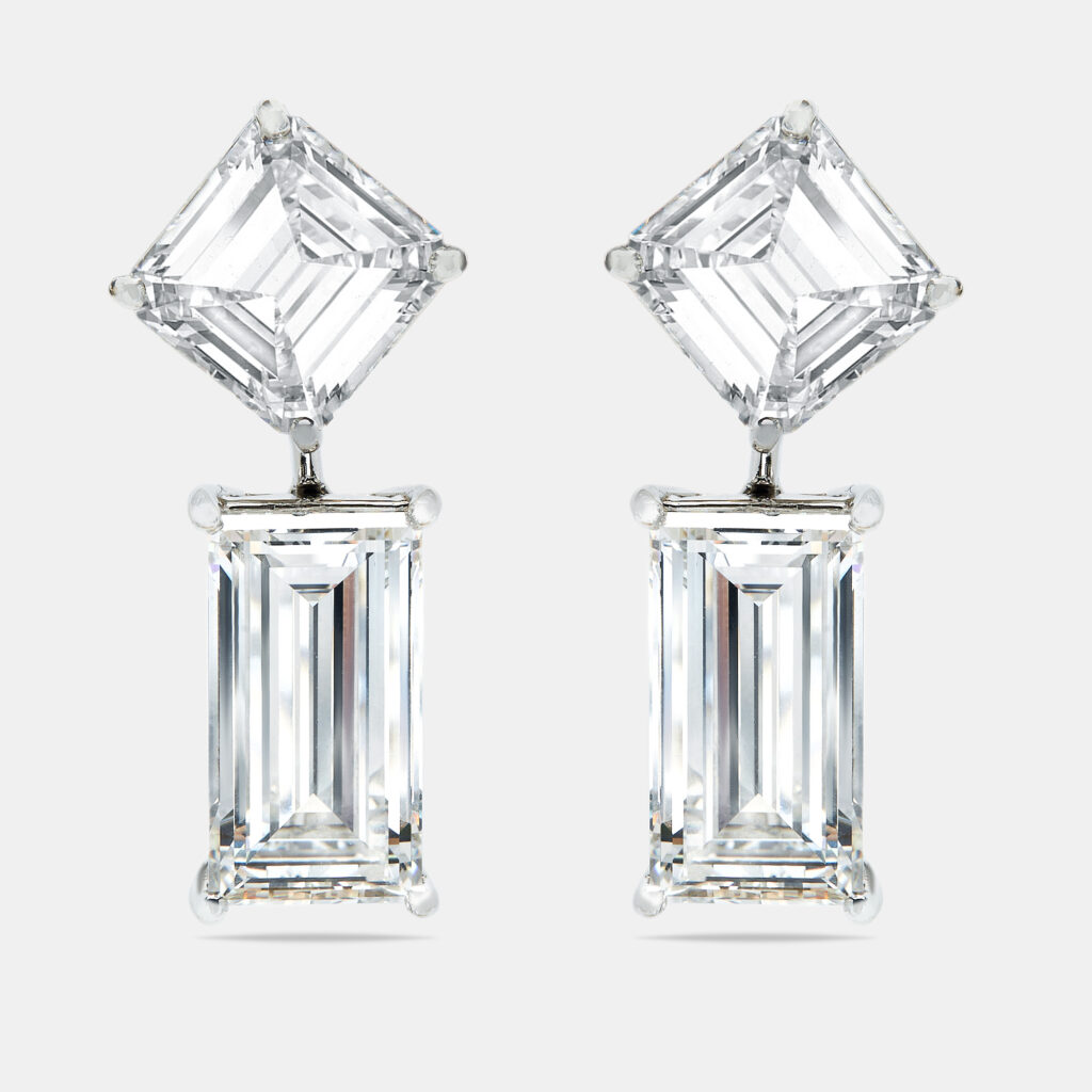 luxury-women-the-diamond-edit-new-fine-jewelry-p1165633-001.jpg 24.25 cts Asscher and Baguette Cut Lab Grown Diamond 18k White Gold Earrings