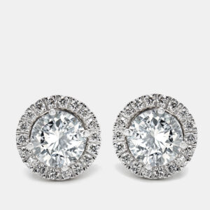 1.30 cts round brilliant lab grown diamond 18k white gold earrings