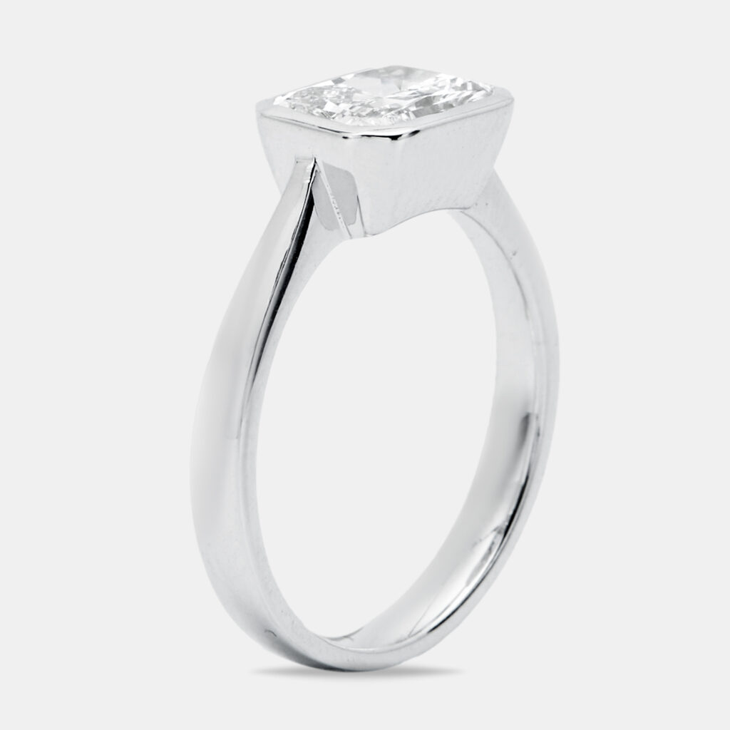 1.50 cts Radiant Cut Lab Grown Diamond 18k White Gold Ring Size 52
