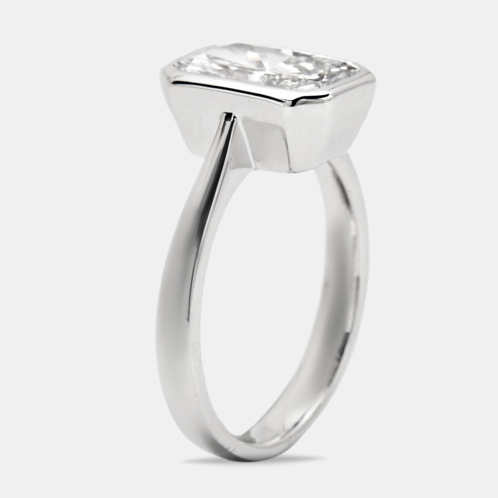 2.80 cts Radiant Cut Lab Grown Diamond 18k White Gold Ring Size 52