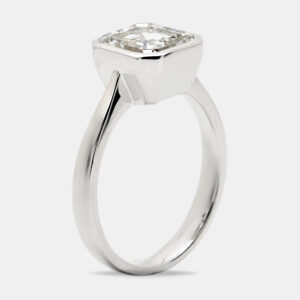 3.00 cts asscher cut lab grown diamond 18k white gold ring size 52