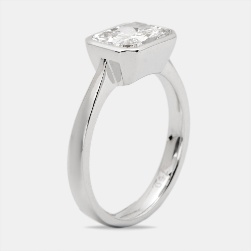 2.00 cts Radiant Cut Lab Grown Diamond 18k White Gold Ring Size 52
