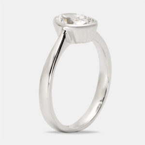 1.00 cts oval cut lab grown diamond 18k white gold ring size 52