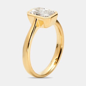 1.50 cts radiant brilliant cut 18k yellow gold ring size 52