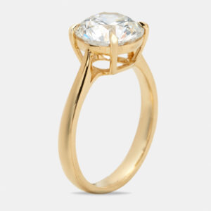 3.00 cts round brilliant lab grown diamond 18k yellow gold ring size 52