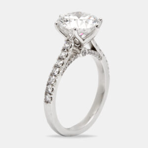 3.65 cts round brilliant lab grown diamond 18k white gold ring size 53