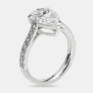 3.50 cts Pear Brilliant Round 18k White Gold Lab Grown Diamonds Ring Size 52