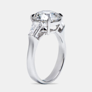 3.70 cts round baguette 18k white gold lab grown diamond ring size 52