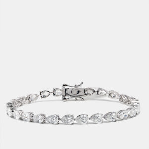 10.06 cts Pear Brilliant Cut Lab Grown Diamond 18k White Gold Tennis Bracelet
