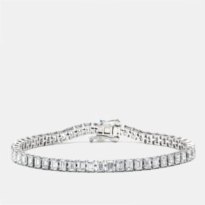 11.51 cts emerald step cut lab grown diamonds 18k white gold tennis bracelet