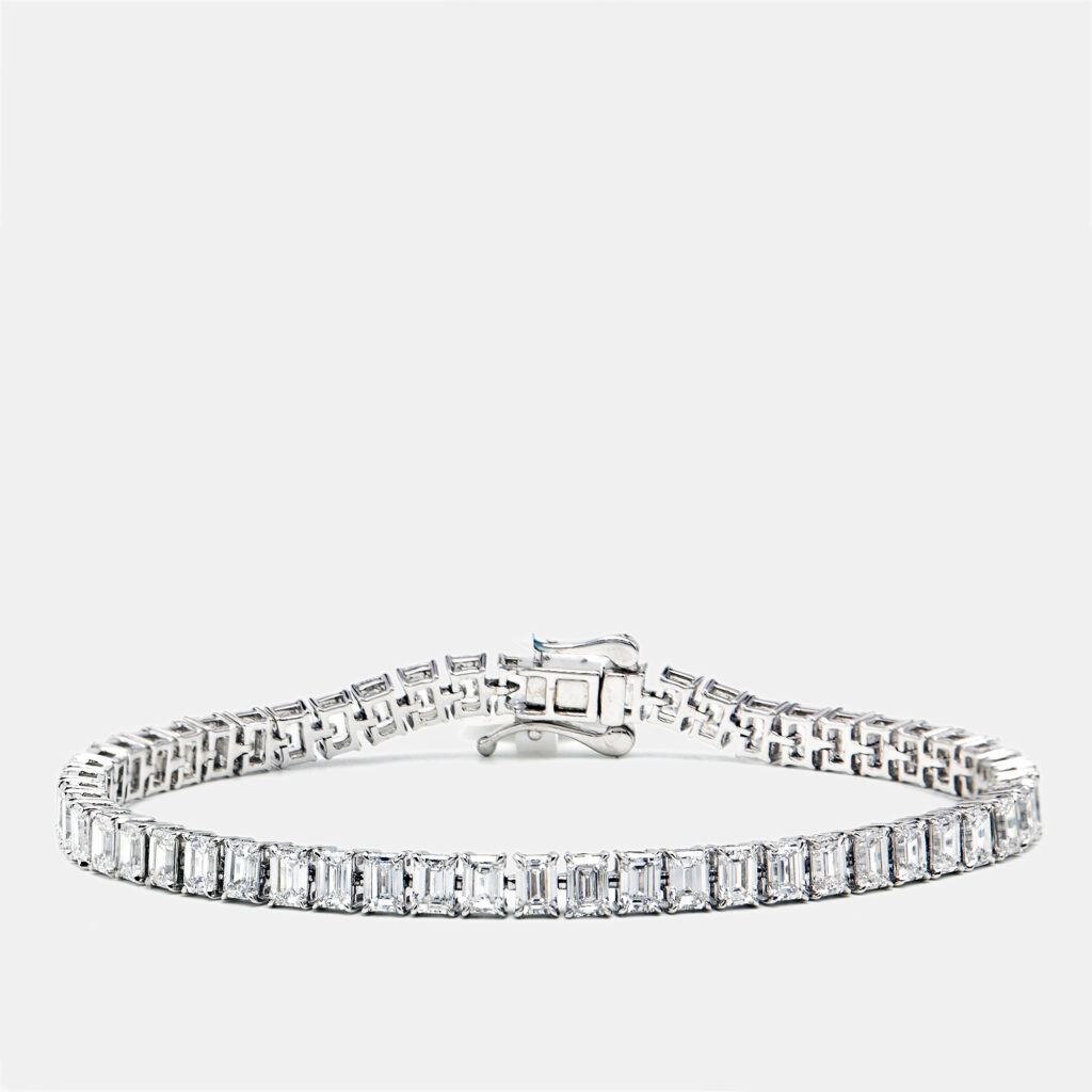 luxury-women-the-diamond-edit-new-fine-jewelry-p1169226-002.jpg 11.51 cts Emerald Step Cut Lab Grown Diamonds 18k White Gold Tennis Bracelet
