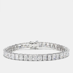 20.51 cts radiant cut lab grown diamonds 18k white gold tennis bracelet