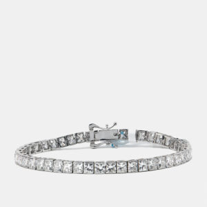 14.28 cts princess cut lab grown diamonds 18k white gold tennis bracelet