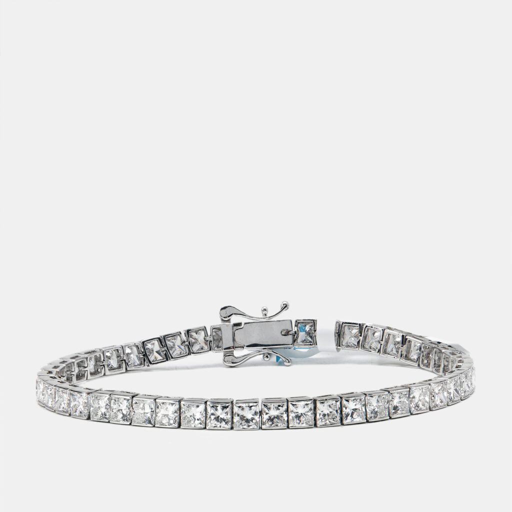 luxury-women-the-diamond-edit-new-fine-jewelry-p1169228-002.jpg 14.28 cts Princess Cut Lab Grown Diamonds 18k White Gold Tennis Bracelet