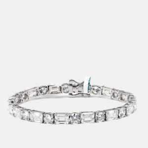 21.86 cts round and emerald cut lab grown diamonds 18k white gold tennis bracelet