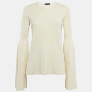 The Row Cream Cashmere and Silk Full Sleeve Sweater M