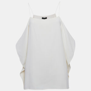 Theory Ivory Rosina Crepe Keyhole Sleeve Slip Tank Top M