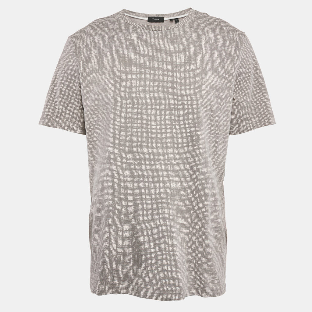 luxury-women-theory-used-clothes-p1102504-001 Theory Grey Thordon Basic Micro Print Jersey T-Shirt XL