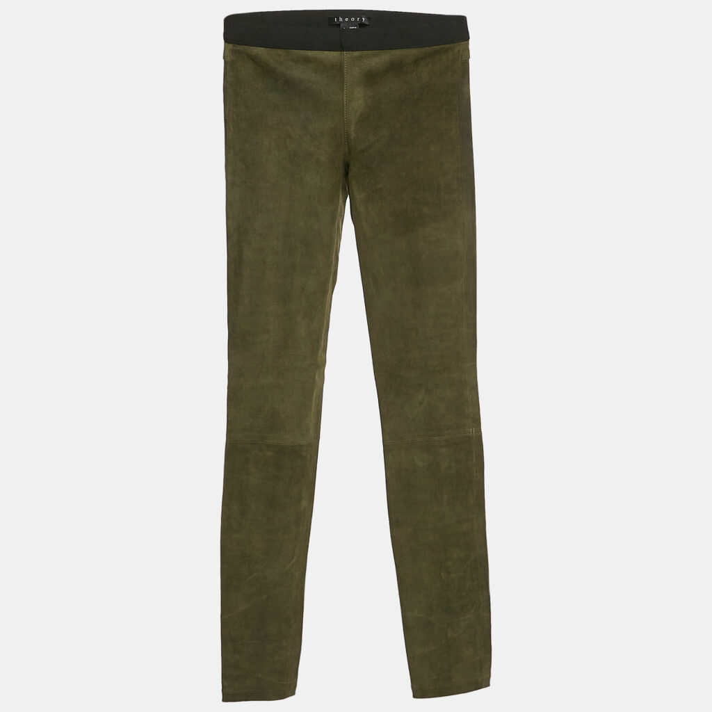 luxury-women-theory-used-clothes-p1115777-003 Theory Green Suede Skinny Pants XS