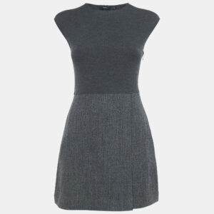 Theory Grey Wool Jersey and Jute Mini Dress XS