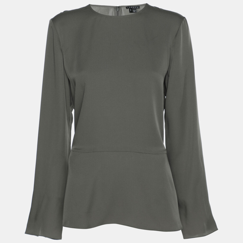 luxury-women-theory-used-clothes-p1169448-002 Theory Grey Silk Full Sleeve Top M