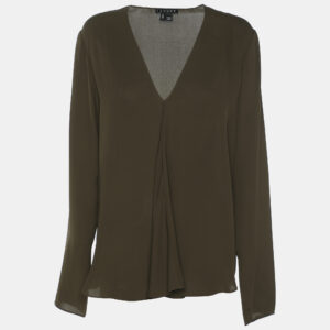 Theory Olive Green Silk Top M