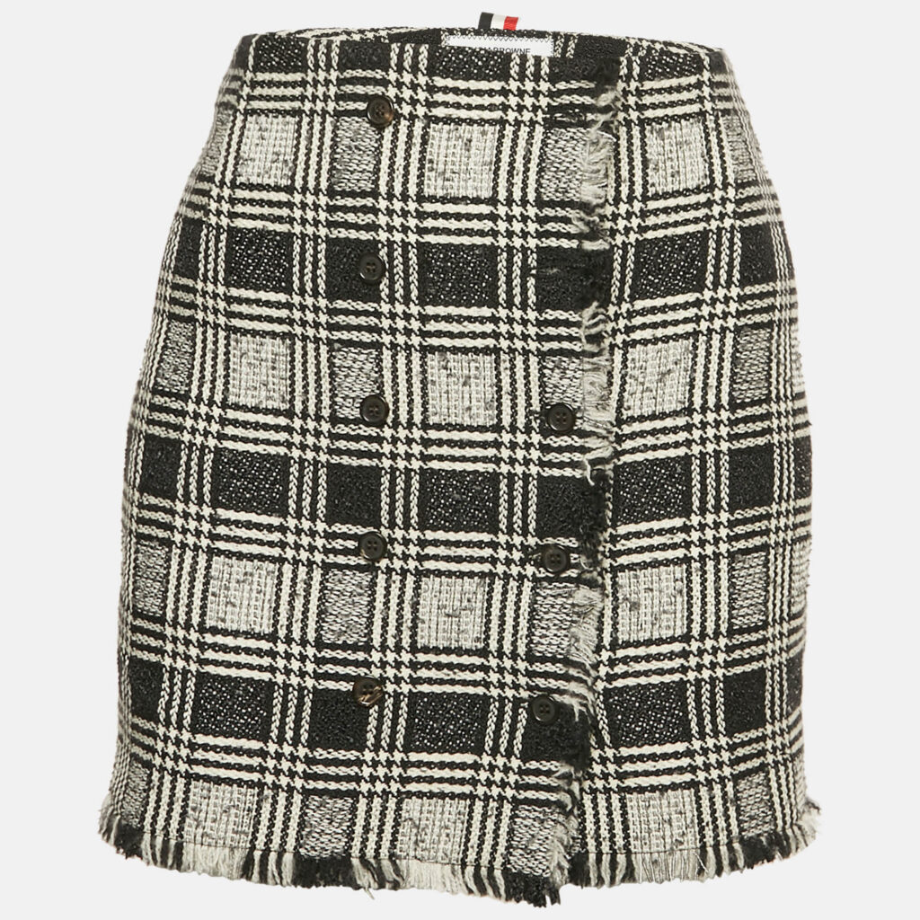 luxury-women-thom-browne-new-clothes-p1162299-004 Thom Browne Black Tweed Raw Edge Mini Skirt L