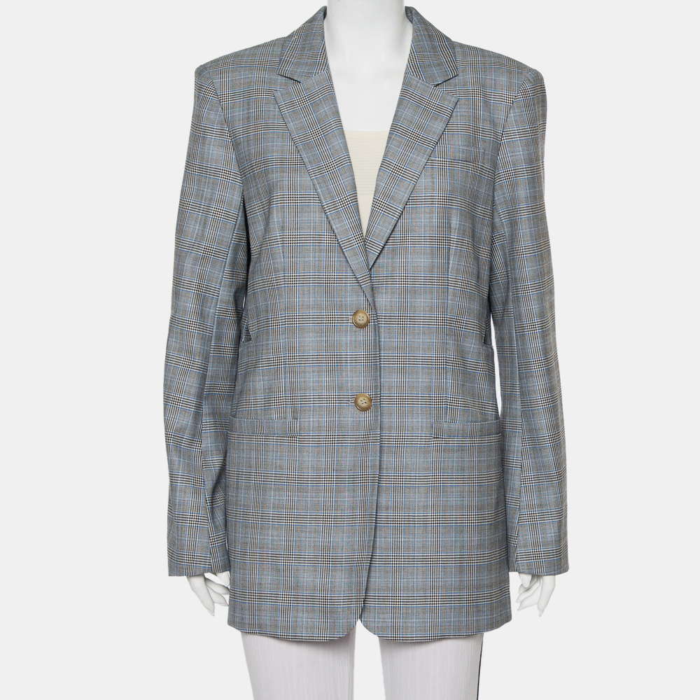 luxury-women-tibi-new-clothes-p421625-008 Tibi Grey Cooper Plaided Wool & Silk Cutout Detail Blazer L