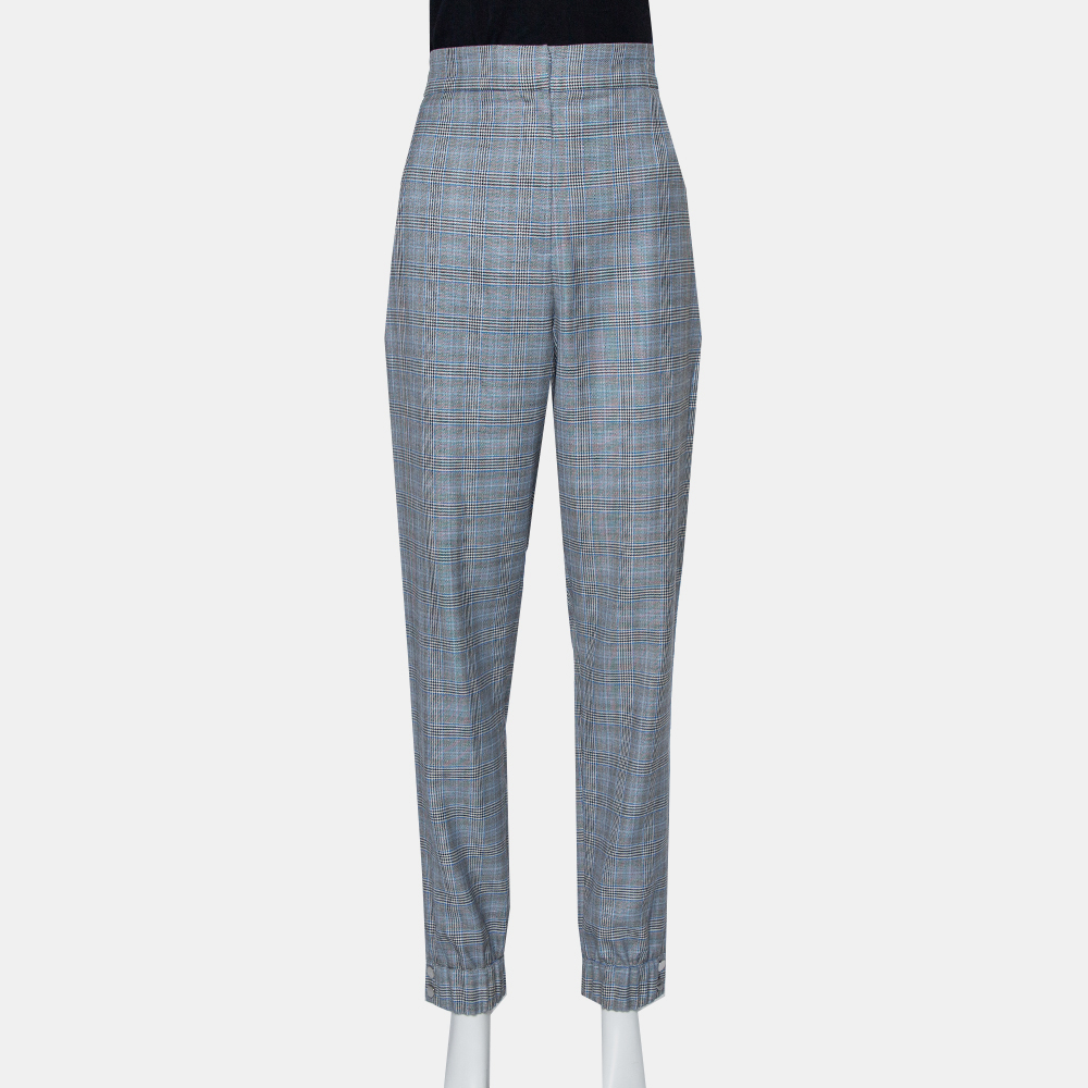 luxury-women-tibi-used-clothes-p421624-009 Tibi Grey Cooper Plaid Wool & Silk Joggers L