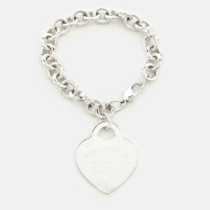 tiffany & co. return to tiffany sterling silver heart tag large charm bracelet