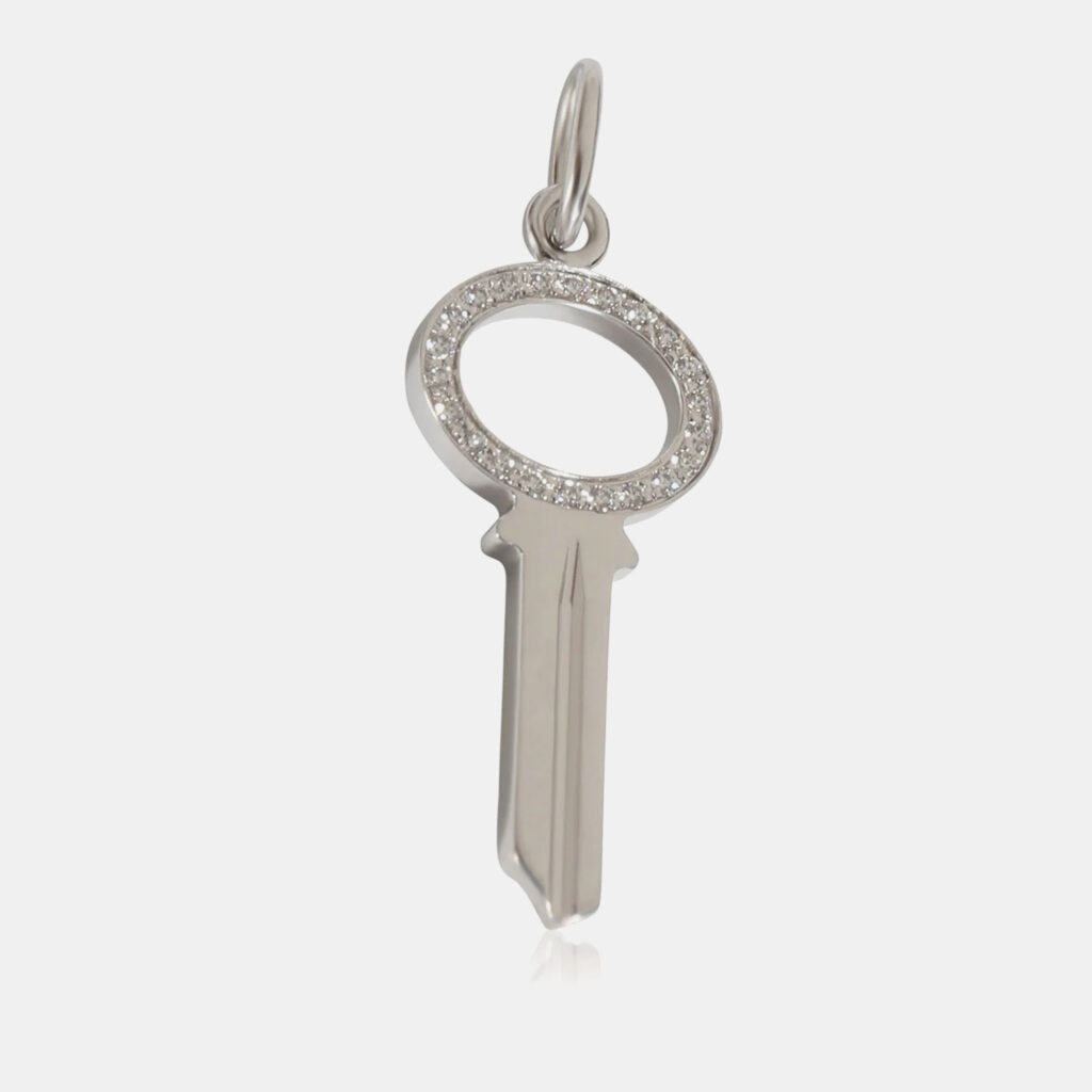 luxury-women-tiffany-co-used-fine-jewelry-p1020314-001 Tiffany & Co. 18k White Gold Keys Fashion Pendant 0.05 CTW