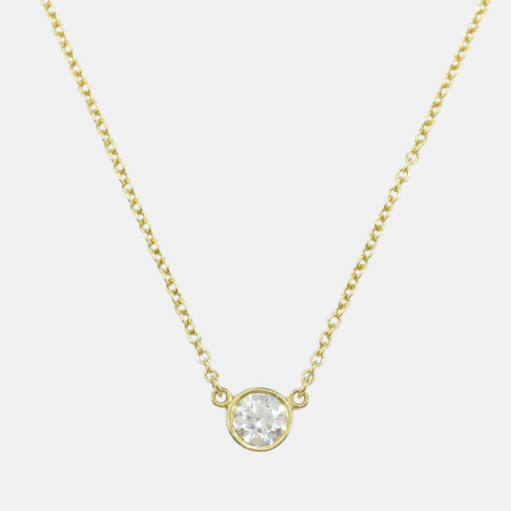 luxury-women-tiffany-co-used-fine-jewelry-p1070295-001 Tiffany & Co. Diamond Necklace 18k Yellow Gold Clear Metal