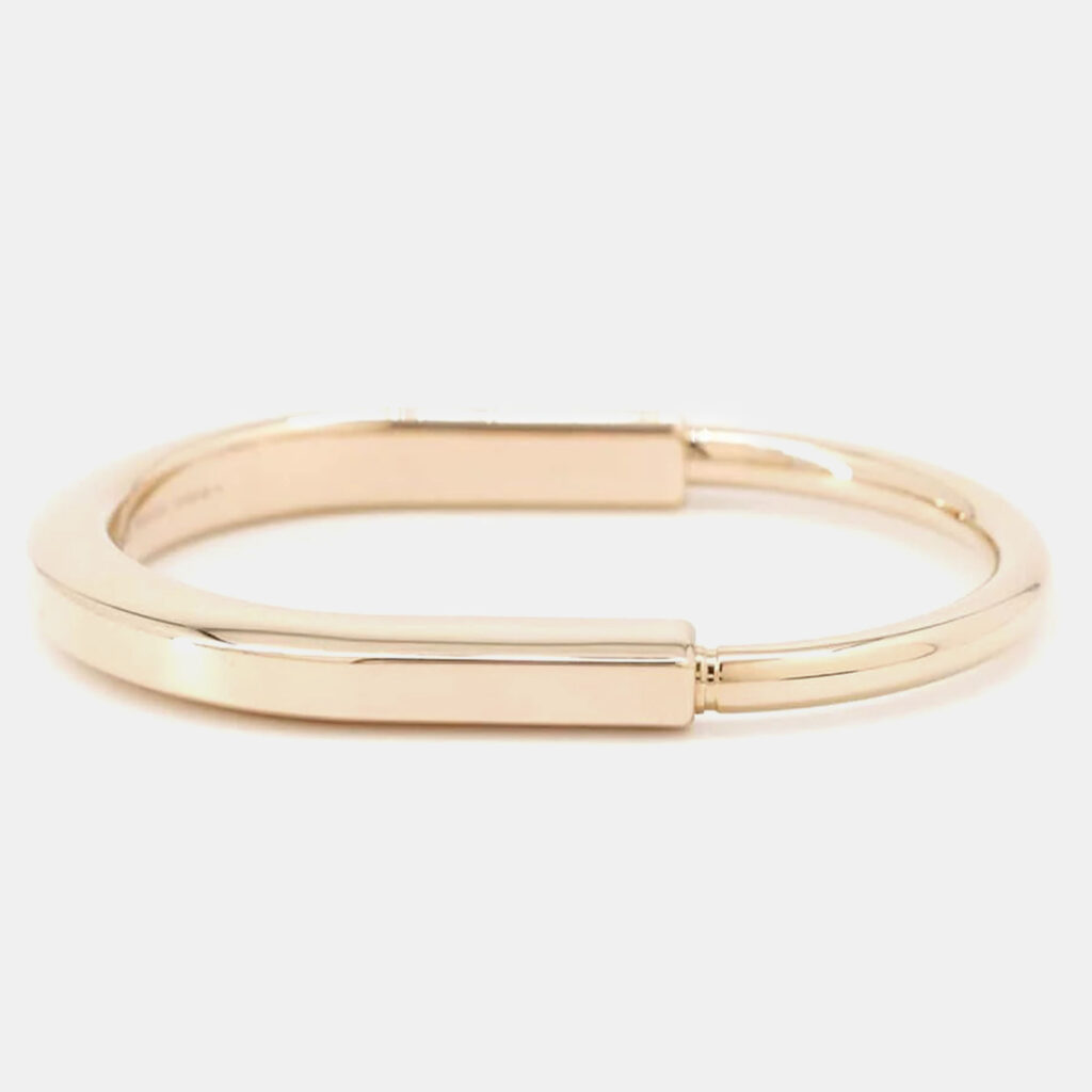 Tiffany & Co. 18K Pink Gold Padlock Bangle Bracelet Size Small