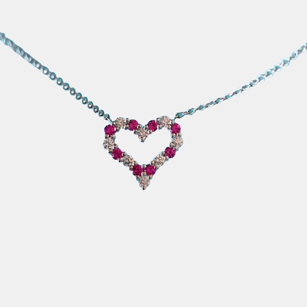 luxury-women-tiffany-co-used-fine-jewelry-p1143626-001 Tiffany & Co. 18K White Gold Heart Platinum Ruby Pendant Necklace