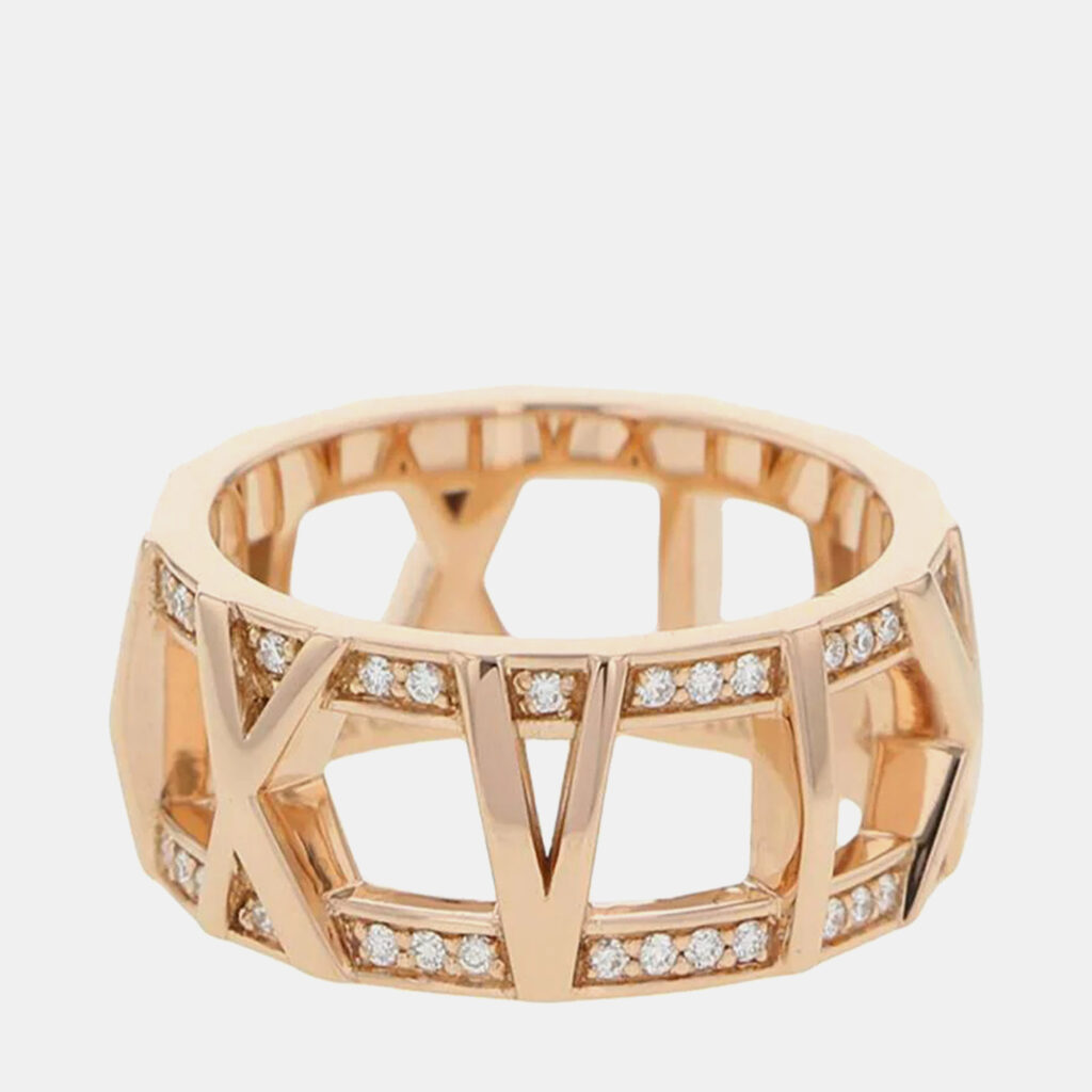 luxury-women-tiffany-co-used-fine-jewelry-p1148170-009 Tiffany & Co. 18K Rose Gold and Diamond Atlas Band Ring EU 51
