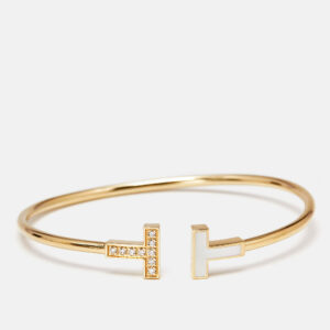 Tiffany & Co. Tiffany T Diamond Mother of Pearl 18k Yellow Gold Bracelet