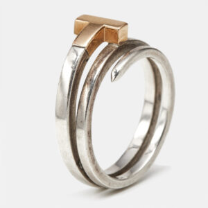 Tiffany & Co. T Square 18K Rose Gold Sterling Silver Wrap Ring Size 57