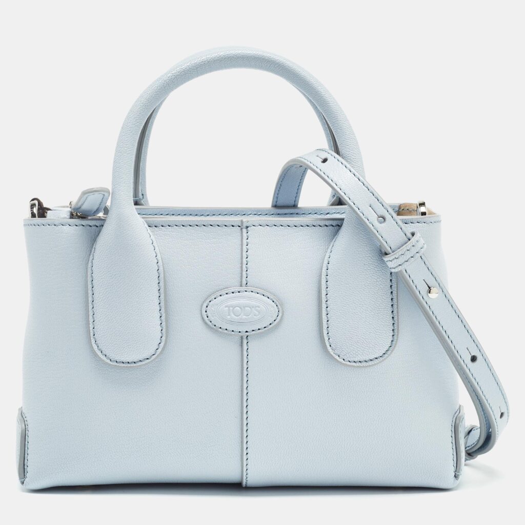 luxury-women-tods-new-handbags-p1004184-007 Tod's Light Blue Leather Mini Di Bag