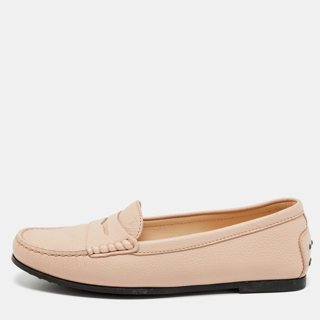 luxury-women-tods-new-shoes-p1166401-001 Tod's Pink Leather Gommino Driver Loafers Size 37.5