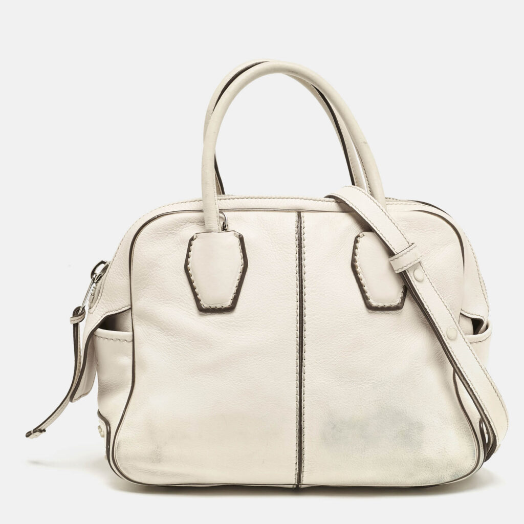 luxury-women-tods-used-handbags-p1146570-025 Tod's Off White Leather Miky Satchel