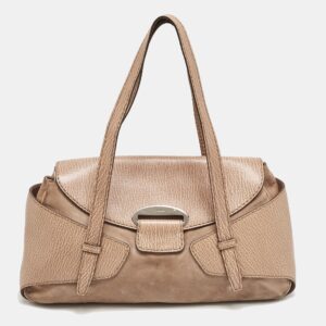 Tod's Beige Leather and Suede Shoulder Bag