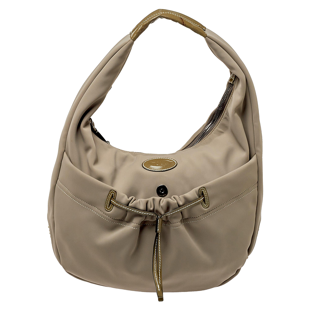 luxury-women-tods-used-handbags-p407241-012 Tod's Grey Neoprene Fabric Hobo