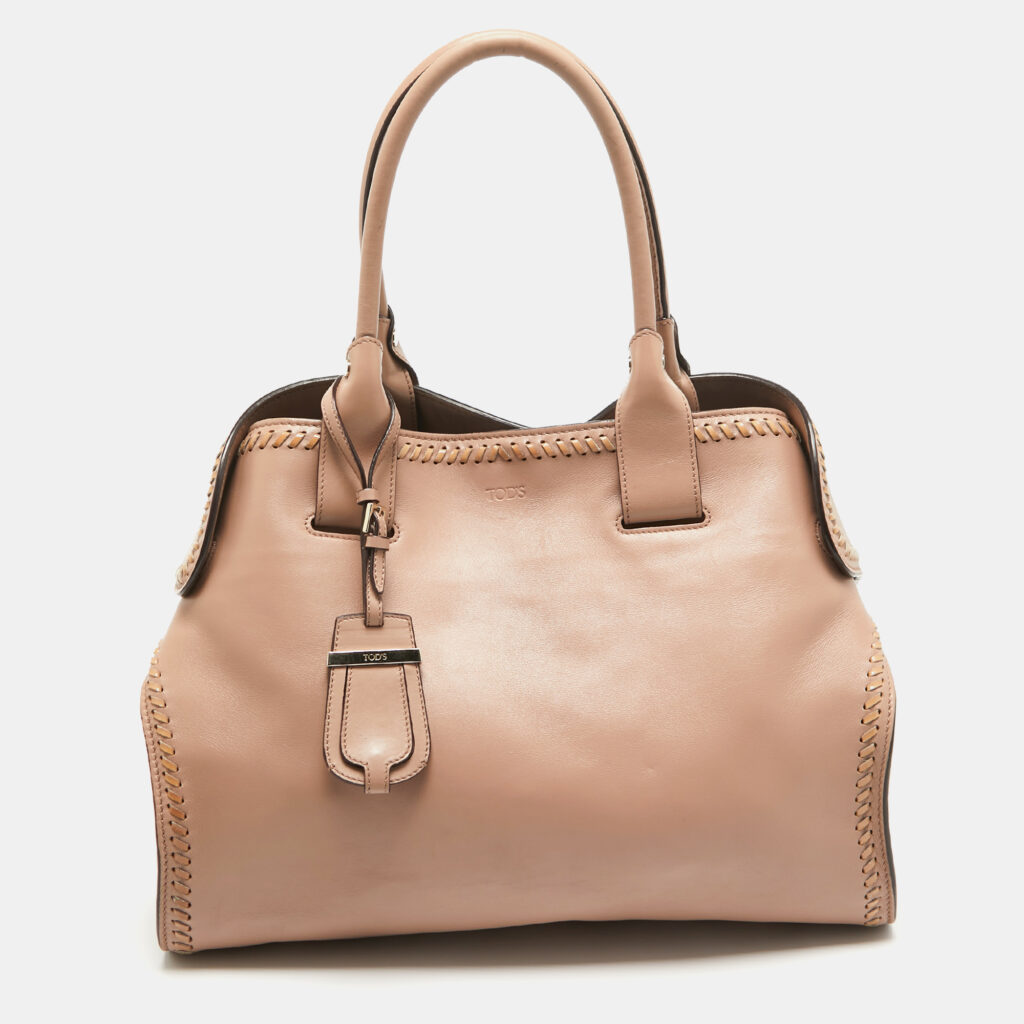 luxury-women-tods-used-handbags-p962491-001 Tod's Rose Poudre Leather Cape Tote