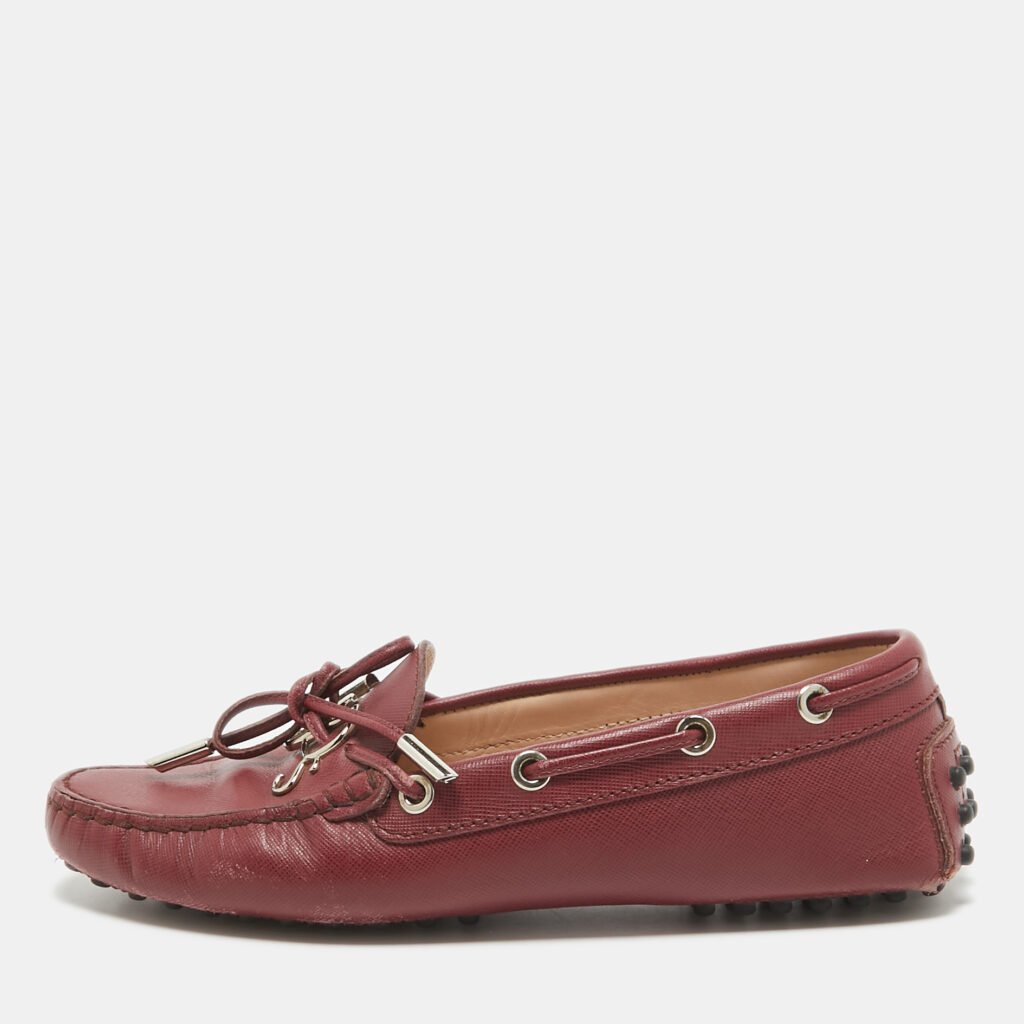 Tod's Burgundy Leather Penny Loafers Size 36
